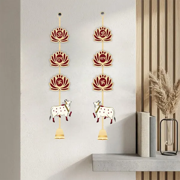 Wood_Multicolour_Lotus_Om_Auspicious_Wall_Hanging