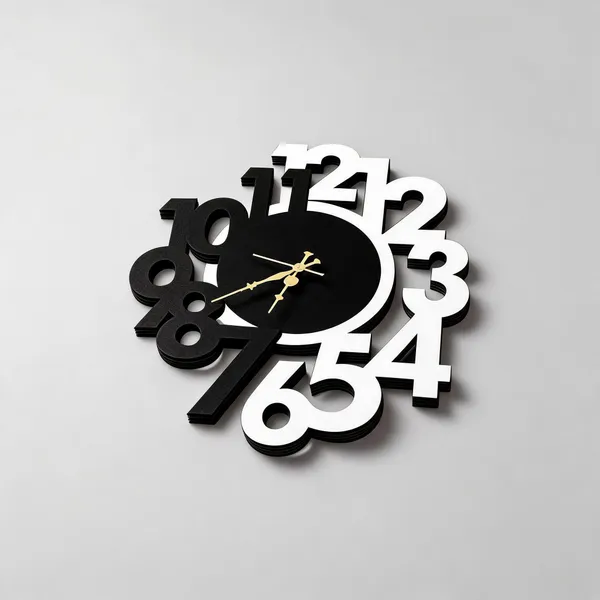 Mdf_Wood_Rustic_Cut-Out_Numerals_Black_Wall_Clock