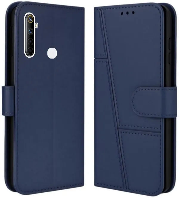 Flip_Cover_for_REALME_5I_(Blue,_Magnetic_Case,_Leather,_Pack_of:_1)