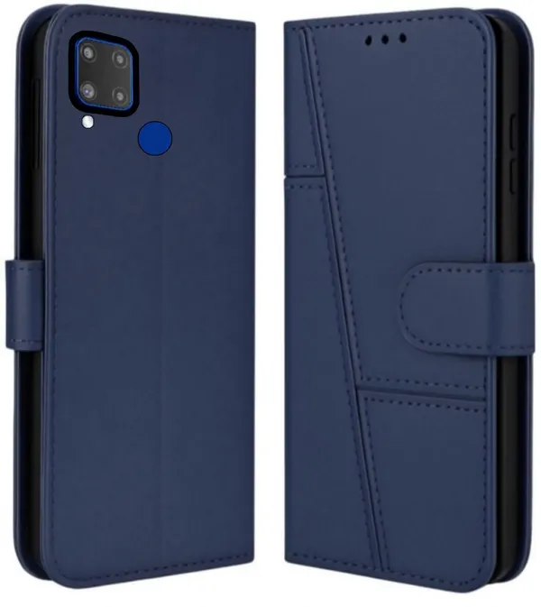Flip_Cover_for_REALME_C15_(Blue,_Magnetic_Case,_Leather,_Pack_of:_1)
