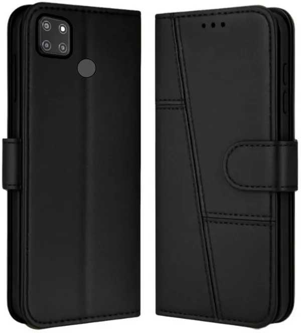 Flip_Cover_for_REALME_C25Y_(Black,_Magnetic_Case,_Leather,_Pack_of:_1)