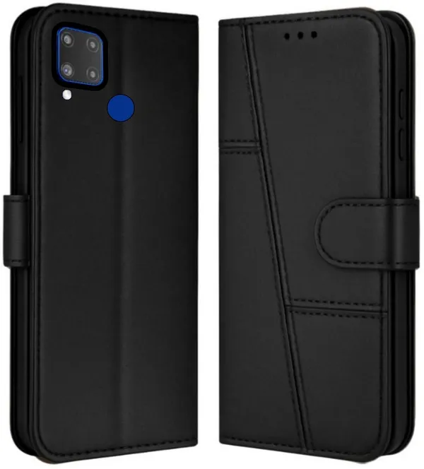 Flip_Cover_for_REALME_C15_(Black,_Magnetic_Case,_Leather,_Pack_of:_1)
