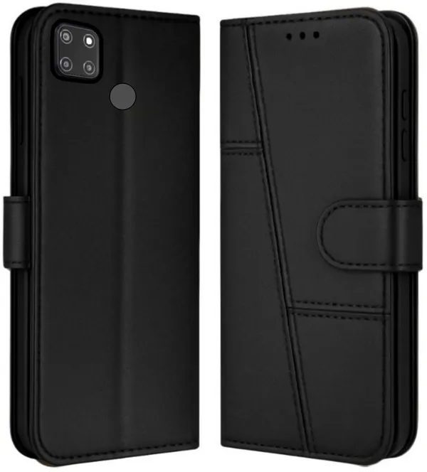 Flip_Cover_for_REALME_NARZO_20_(Black,_Magnetic_Case,_Leather,_Pack_of:_1)
