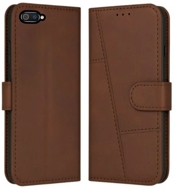 Flip_Cover_for_REALME_C2_(Brown,_Magnetic_Case,_Leather,_Pack_of:_1)