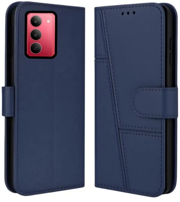 Flip_Cover_for_REALME_NARZO_80X_(Blue,_Magnetic_Case,_Leather,_Pack_of:_1)