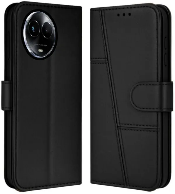 Flip_Cover_for_REALME_C67_(Black,_Magnetic_Case,_Leather,_Pack_of:_1)
