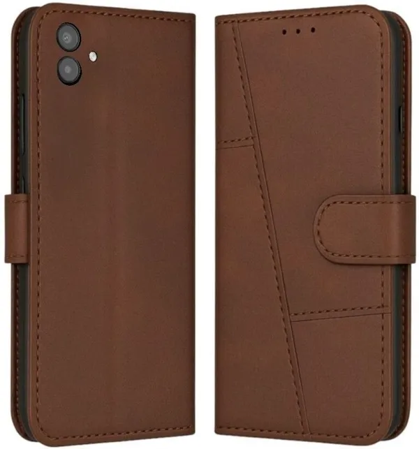 Flip_Cover_for_Samsung_Galaxy_A04E_(Brown,_Magnetic_Case,_Leather,_Pack_of:_1)