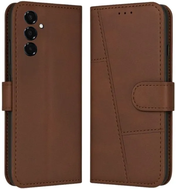 Flip_Cover_for_Samsung_Galaxy_M14_5G_(Brown,_Magnetic_Case,_Leather,_Pack_of:_1)