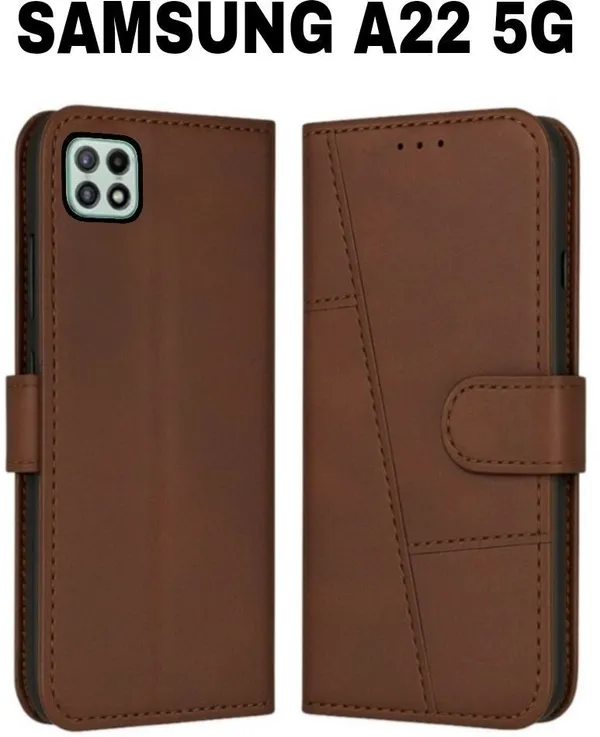 Flip_Cover_for_Samsung_Galaxy_A22_5G_(Brown,_Magnetic_Case,_Pack_of:_1)