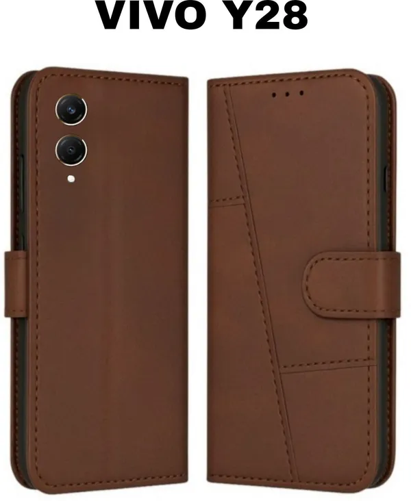 Flip_Cover_for_Vivo_Y28_5G_Model,_Vivo_Y17s_(Brown,_Magnetic_Case,_Leather,_Pack_of:_1)