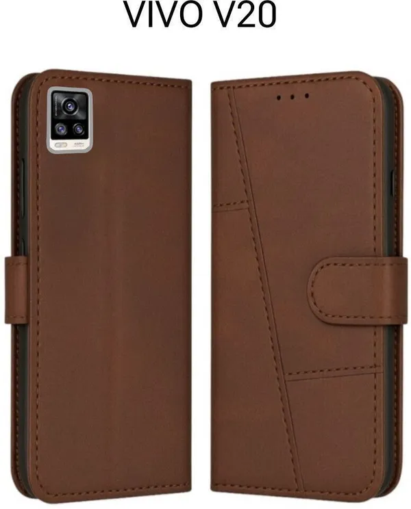Flip_Cover_for_VIVO_V20_(Brown,_Magnetic_Case,_Leather,_Pack_of:_1)