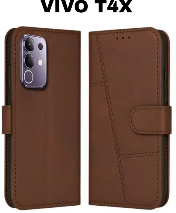 Flip_Cover_for_vivo_T4x_5G_(Brown,_Magnetic_Case,_Leather,_Pack_of:_1)