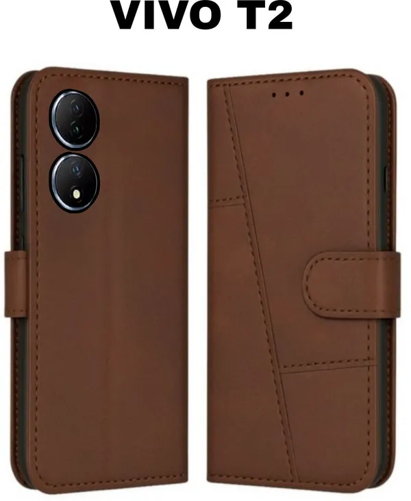 Flip_Cover_for_VIVO_T2_(Brown,_Magnetic_Case,_Leather,_Pack_of:_1)