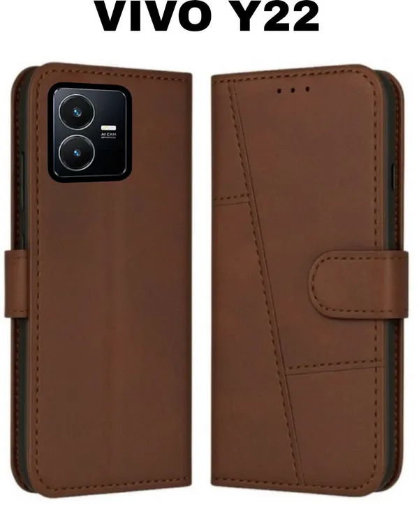 Flip_Cover_for_Vivo_Y22_4G_(Brown,_Magnetic_Case,_Leather,_Pack_of:_1)