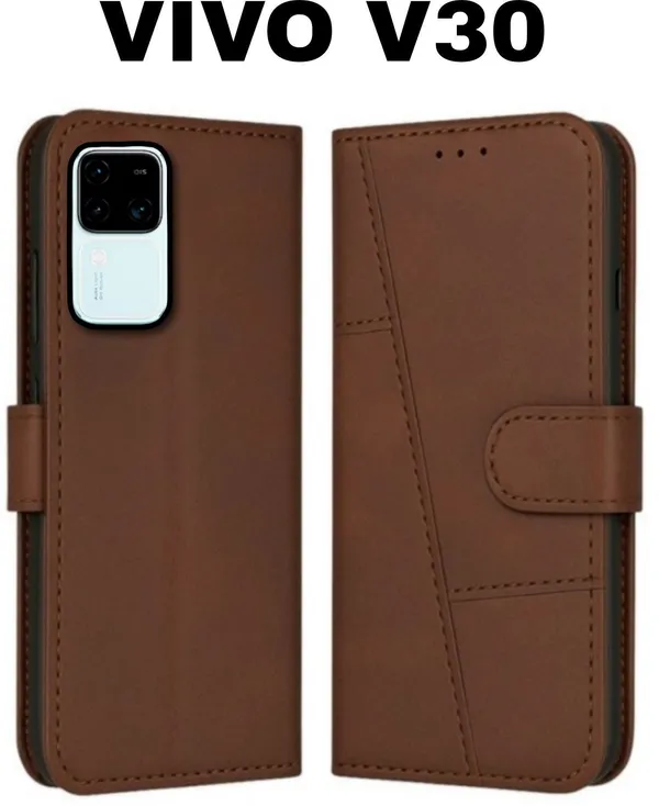 Flip_Cover_for_VIVO_V30_5G_(Brown,_Magnetic_Case,_Leather,_Pack_of:_1)