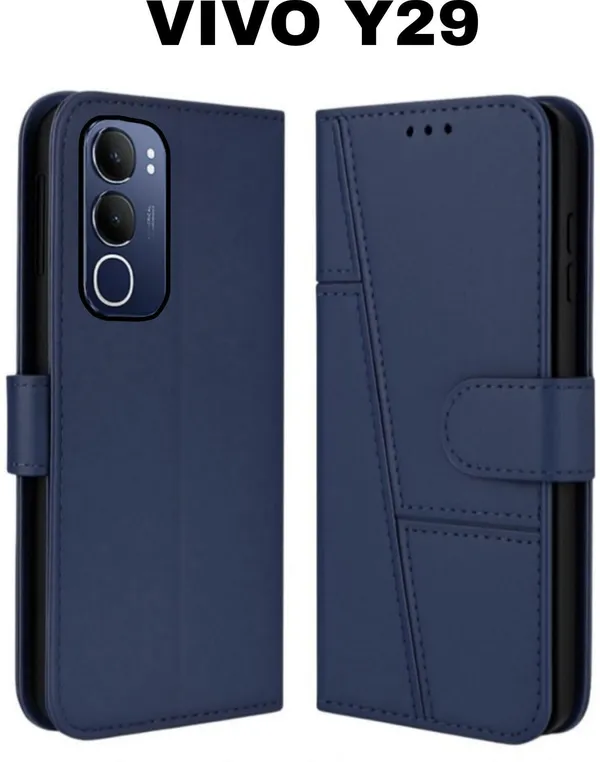 Flip_Cover_for_vivo_Y29_5G_(Blue,_Magnetic_Case,_Leather,_Pack_of:_1)