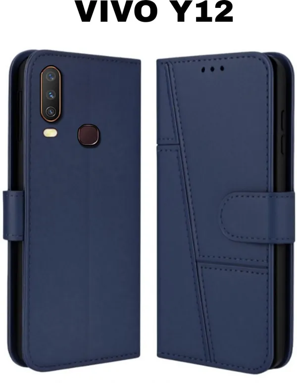Flip_Cover_for_VIVO_Y12_(Blue,_Magnetic_Case,_Leather,_Pack_of:_1)