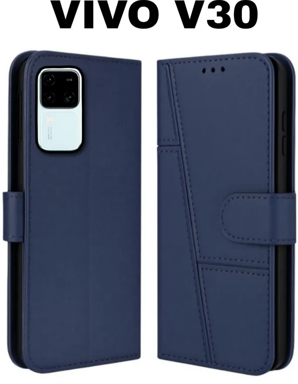 Flip_Cover_for_VIVO_V30_5G_(Blue,_Magnetic_Case,_Leather,_Pack_of:_1)