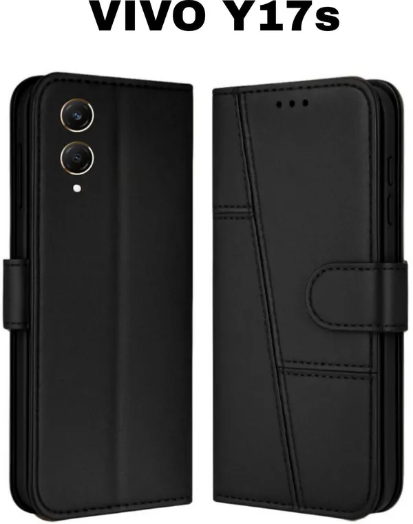 Flip_Cover_for_VIVO_Y17S_(Black,_Magnetic_Case,_Leather,_Pack_of:_1)