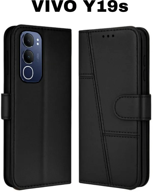 Flip_Cover_for_VIVO_Y19S_(Black,_Magnetic_Case,_Leather,_Pack_of:_1)