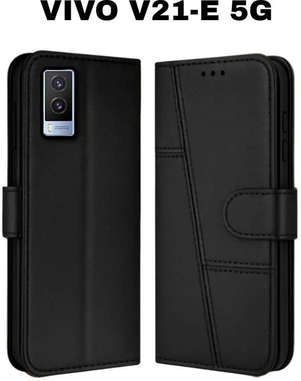 Flip_Cover_for_VIVO_V21E_5G_(Black,_Magnetic_Case,_Leather,_Pack_of:_1)