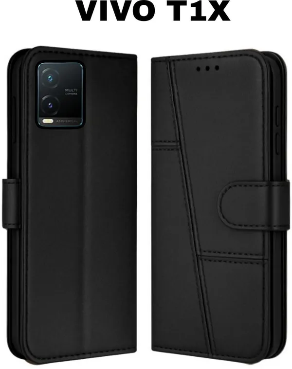 Flip_Cover_for_VIVO_T1x_(Black,_Magnetic_Case,_Leather,_Pack_of:_1)