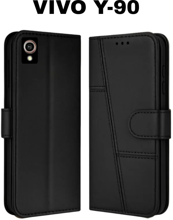 Flip_Cover_for_VIVO_Y90_(Black,_Magnetic_Case,_Leather,_Pack_of:_1)