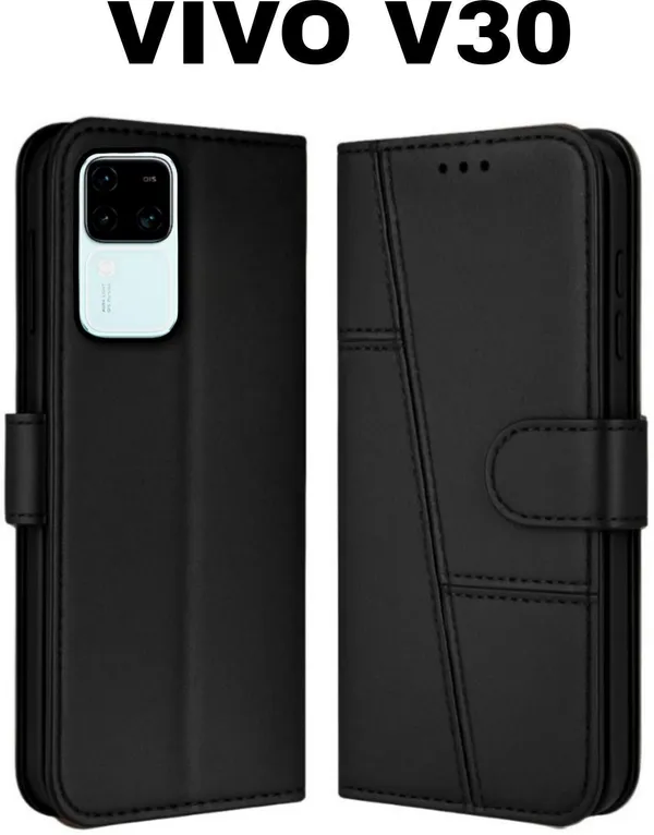 Flip_Cover_for_VIVO_V30_5G_(Black,_Magnetic_Case,_Leather,_Pack_of:_1)