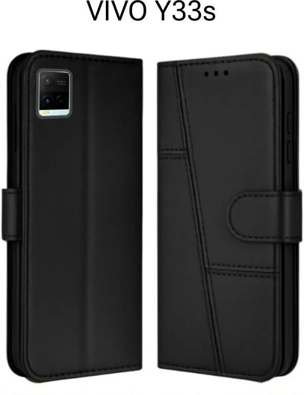Flip_Cover_for_VIVO_Y33S_(Black,_Magnetic_Case,_Leather,_Pack_of:_1)