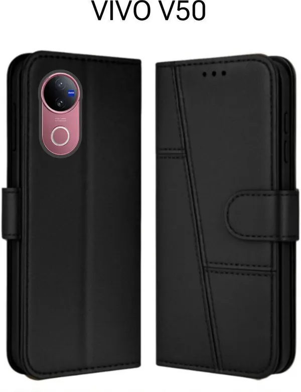 Flip_Cover_for_vivo_V50_5G_(Black,_Magnetic_Case,_Leather,_Pack_of:_1)