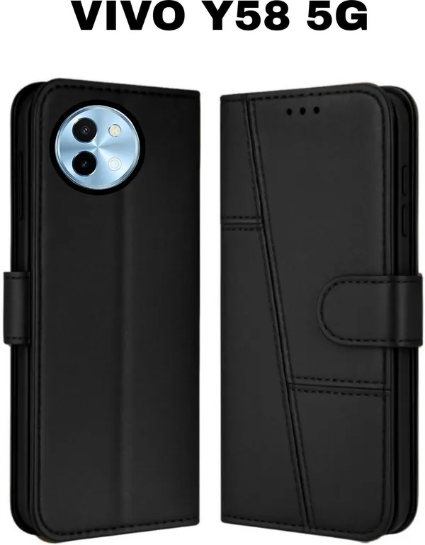Flip_Cover_for_Vivo_Y58_5G,_Vivo_T3x_5G_(Black,_Magnetic_Case,_Leather,_Pack_of:_1)