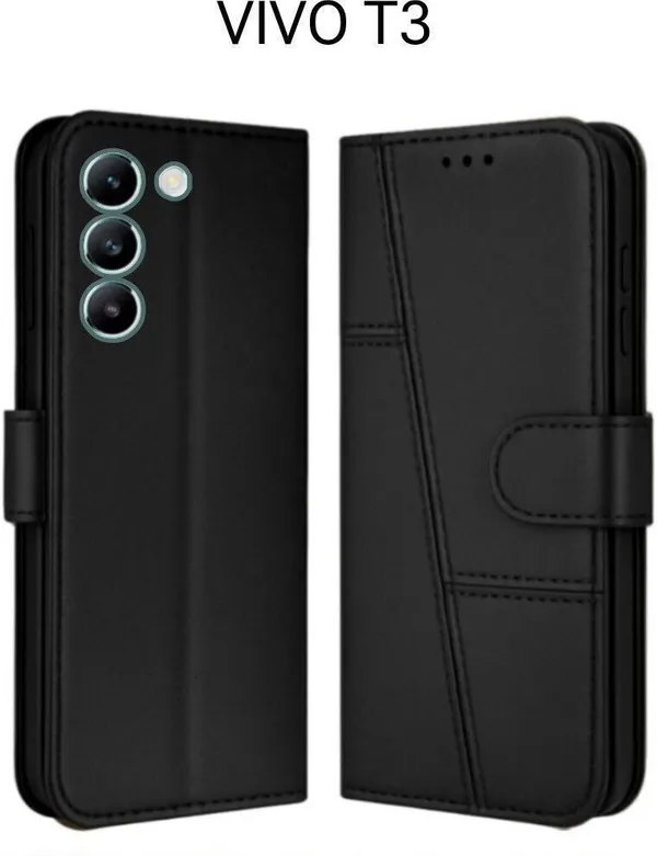 Flip_Cover_for_VIVO_T3_(Black,_Magnetic_Case,_Leather,_Pack_of:_1)