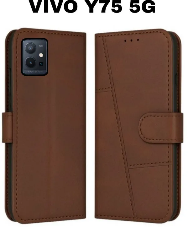 Flip_Cover_for_VIVO_Y75_5G_(Brown,_Magnetic_Case,_Leather,_Pack_of:_1)