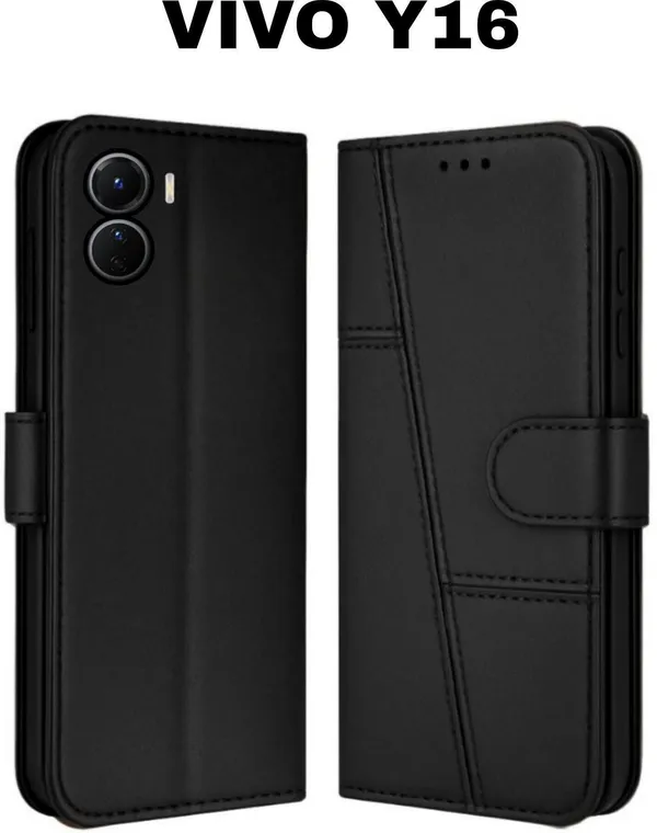 Flip_Cover_for_vivo_Y16_(Black,_Magnetic_Case,_Leather,_Pack_of:_1)