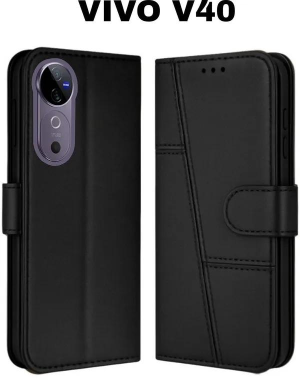 Flip_Cover_for_vivo_V40_5G_(Black,_Magnetic_Case,_Leather,_Pack_of:_1)