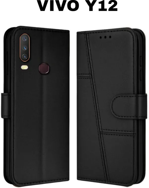 Flip_Cover_for_VIVO_Y12_(Black,_Magnetic_Case,_Leather,_Pack_of:_1)