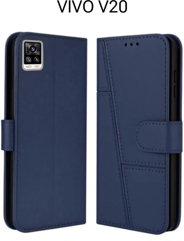Flip_Cover_for_VIVO_V20_(Blue,_Magnetic_Case,_Leather,_Pack_of:_1)