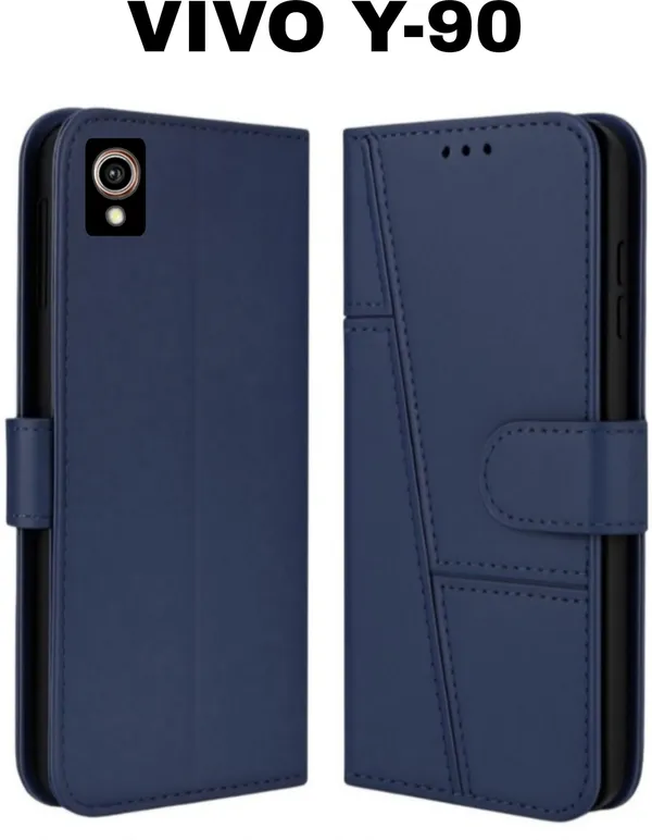 Flip_Cover_for_VIVO_Y90_(Blue,_Magnetic_Case,_Leather,_Pack_of:_1)