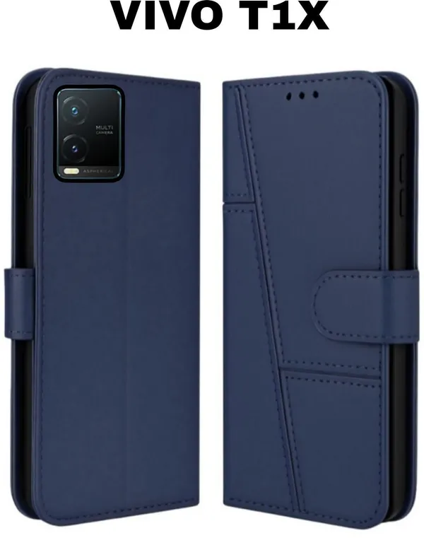 Flip_Cover_for_VIVO_T1x_(Blue,_Magnetic_Case,_Leather,_Pack_of:_1)