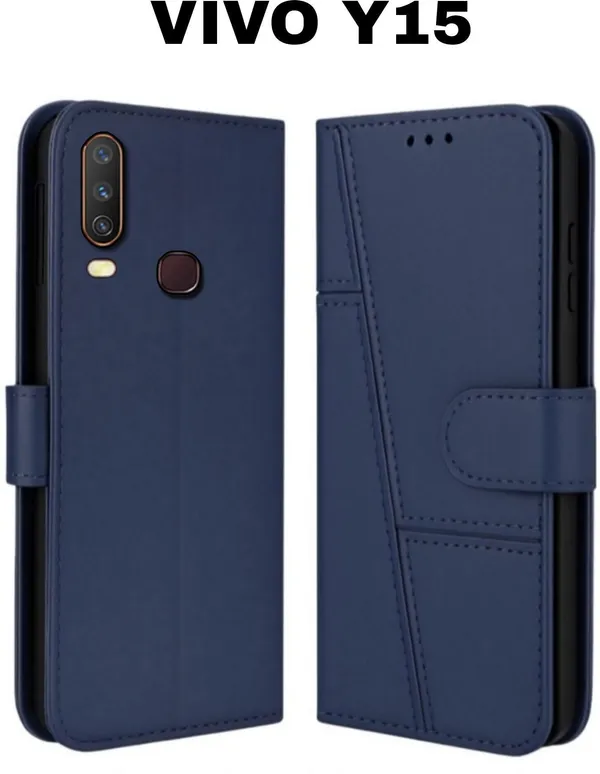 Flip_Cover_for_VIVO_Y15_(Blue,_Magnetic_Case,_Leather,_Pack_of:_1)