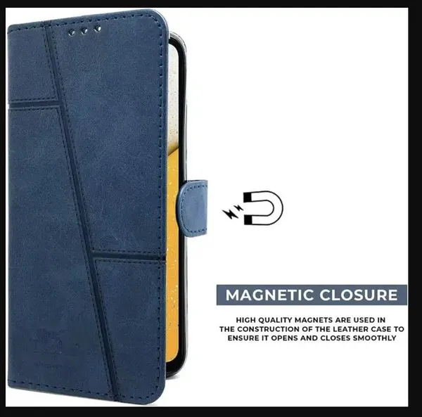 Flip_Cover_for_vivo_T4x_5G_(Blue,_Magnetic_Case,_Leather,_Pack_of:_1)