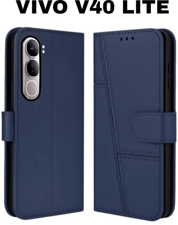 Flip_Cover_for_VIVO_V40_LITE_(Blue,_Magnetic_Case,_Leather,_Pack_of:_1)