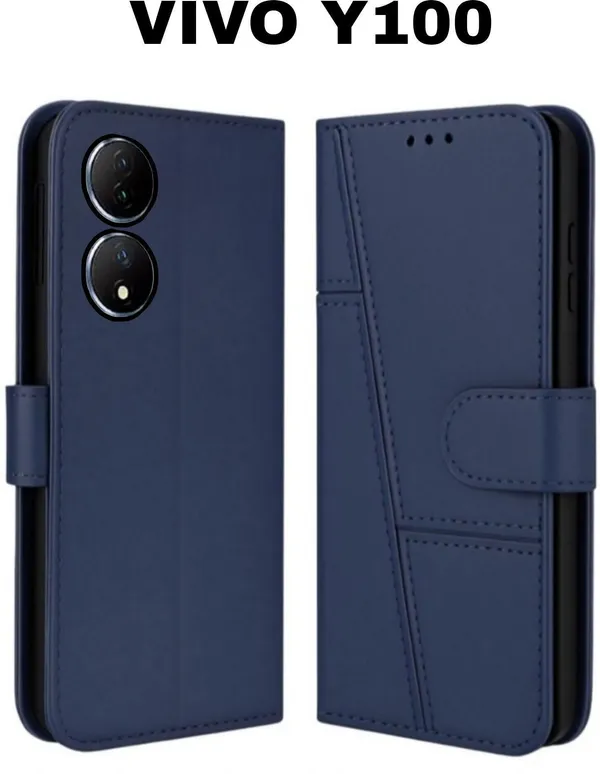 Flip_Cover_for_VIVO_Y100_(Blue,_Magnetic_Case,_Leather,_Pack_of:_1)