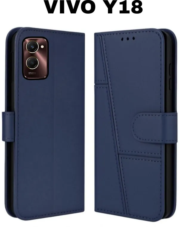 Flip_Cover_for_VIVO_Y18_(Blue,_Magnetic_Case,_Leather,_Pack_of:_1)
