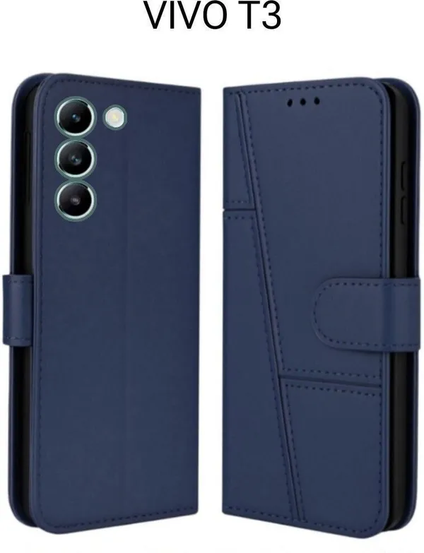 Flip_Cover_for_VIVO_T3_(Blue,_Magnetic_Case,_Leather,_Pack_of:_1)