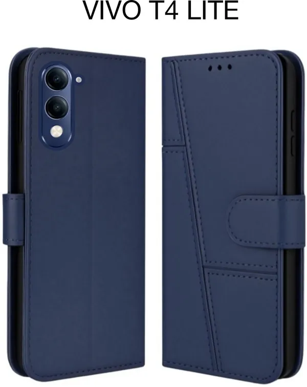 Flip_Cover_for_VIVO_T4_LITE_(Blue,_Magnetic_Case,_Leather,_Pack_of:_1)