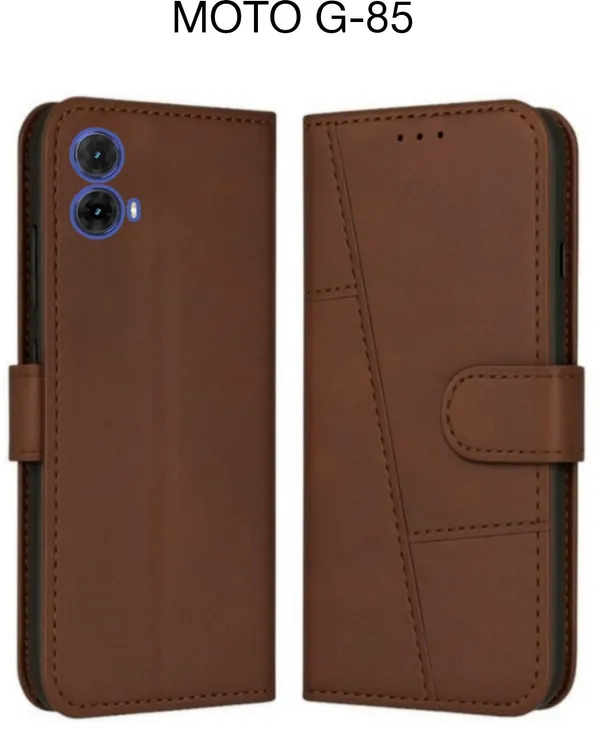 Flip_Cover_for_MOTOROLA_G85_5G_(Brown,_Leather)