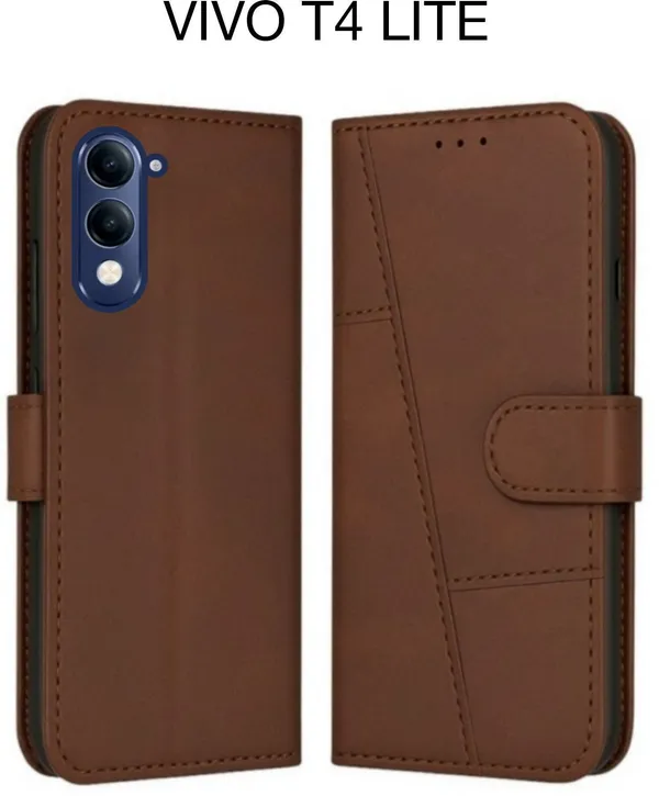 Flip_Cover_for_Vivo_T4_Lite_5G,_Vivo_Y19e_5G,_Vivo_Y19_5G_(Brown,_Magnetic_Case,_Leather,_Pack_of:_1)