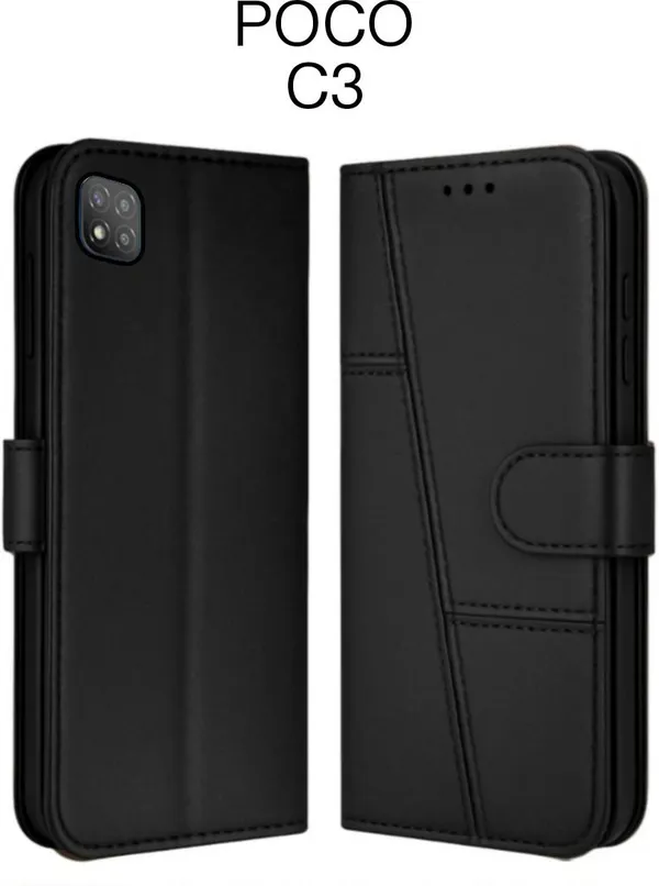 Flip_Cover_for_POCO_C3_(Black,_Dual_Protection)