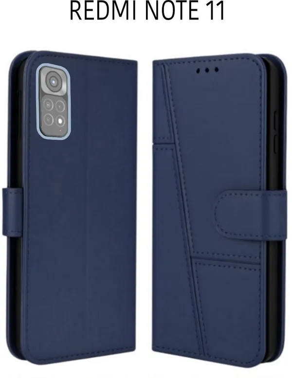Flip_Cover_for_REDMI_NOTE_11_(Blue,_Magnetic_Case,_Leather,_Pack_of:_1)